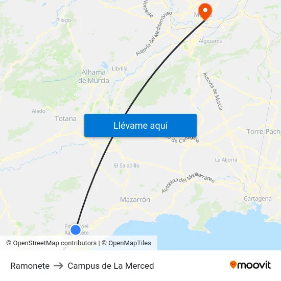 Ramonete to Campus de La Merced map