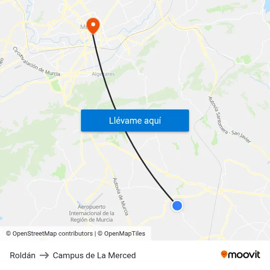 Roldán to Campus de La Merced map