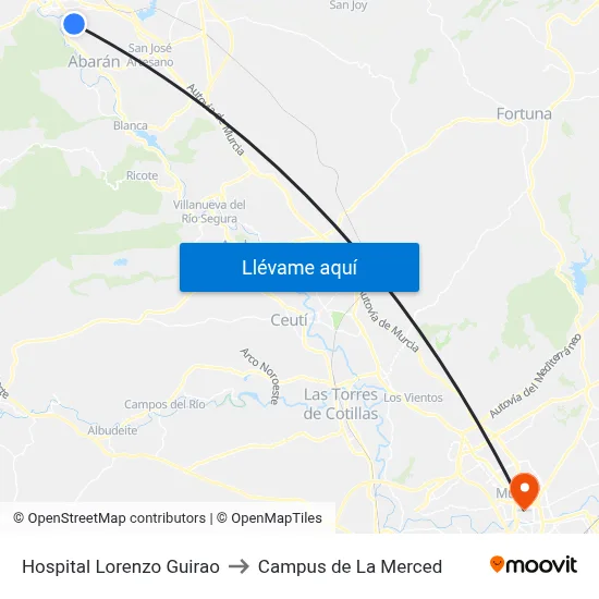 Hospital Lorenzo Guirao to Campus de La Merced map