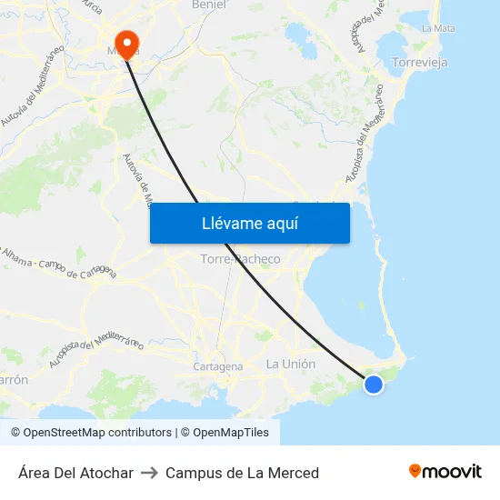 Área Del Atochar to Campus de La Merced map