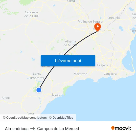 Almendricos to Campus de La Merced map