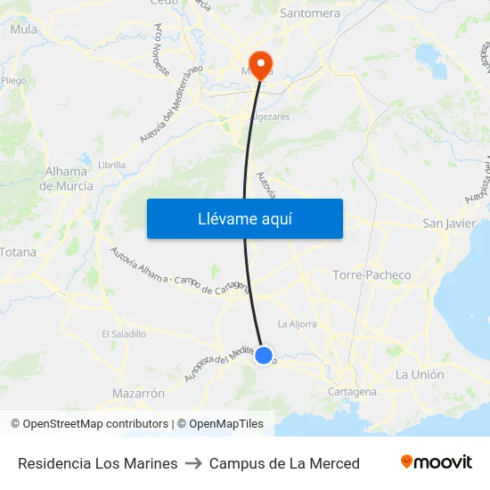 Residencia Los Marines to Campus de La Merced map