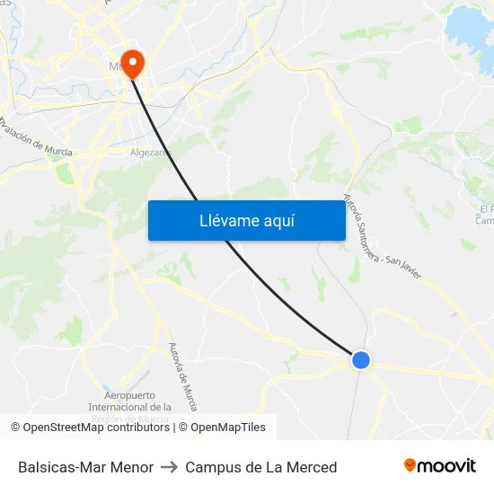 Balsicas-Mar Menor to Campus de La Merced map