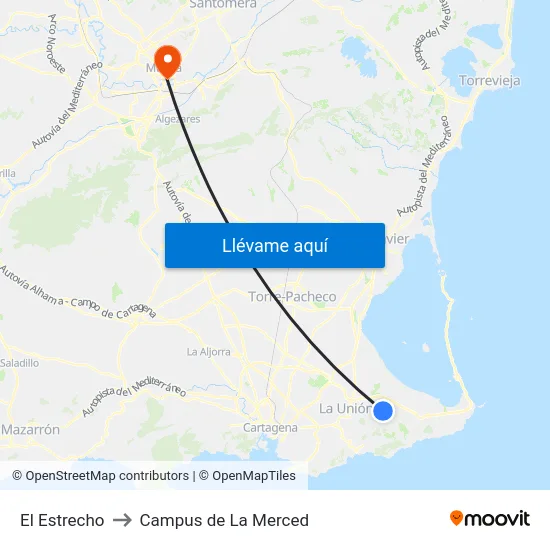 El Estrecho to Campus de La Merced map