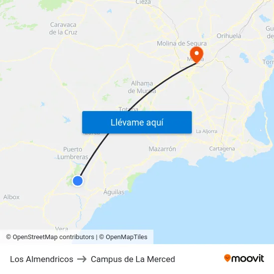 Los Almendricos to Campus de La Merced map
