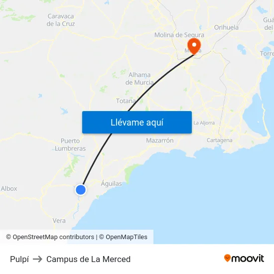 Pulpí to Campus de La Merced map
