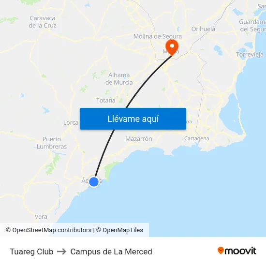 Tuareg Club to Campus de La Merced map