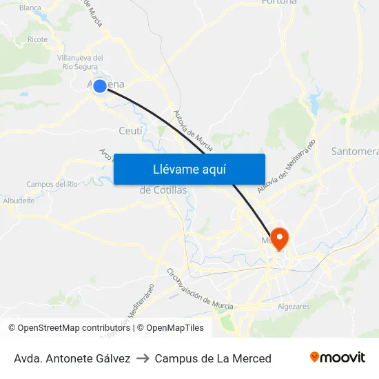 Avda. Antonete Gálvez to Campus de La Merced map
