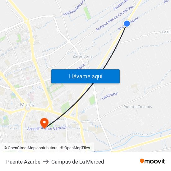 Puente Azarbe to Campus de La Merced map