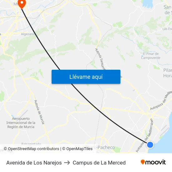 Avenida de Los Narejos to Campus de La Merced map