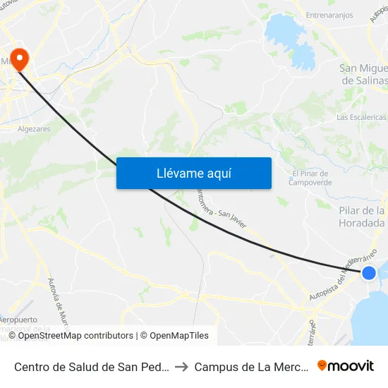 Centro de Salud de San Pedro to Campus de La Merced map