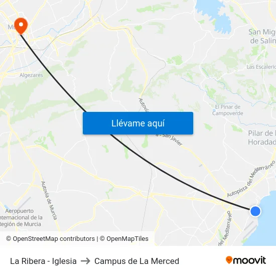 La Ribera - Iglesia to Campus de La Merced map