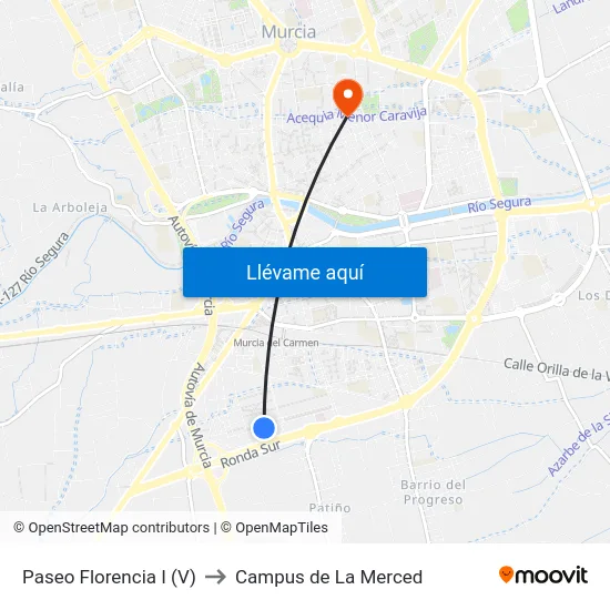 Paseo Florencia I (V) to Campus de La Merced map