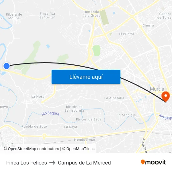 Finca Los Felices to Campus de La Merced map