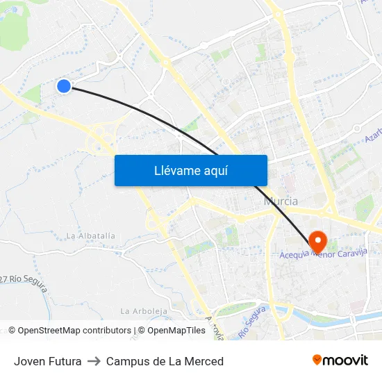 Joven Futura to Campus de La Merced map
