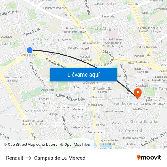 Renault to Campus de La Merced map