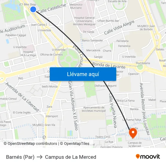 Barnés (Par) to Campus de La Merced map