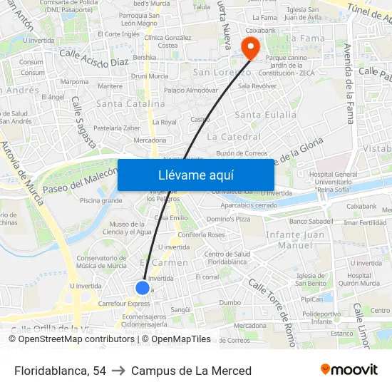 Floridablanca, 54 to Campus de La Merced map