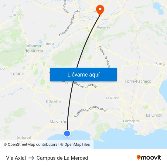 Vía Axial to Campus de La Merced map