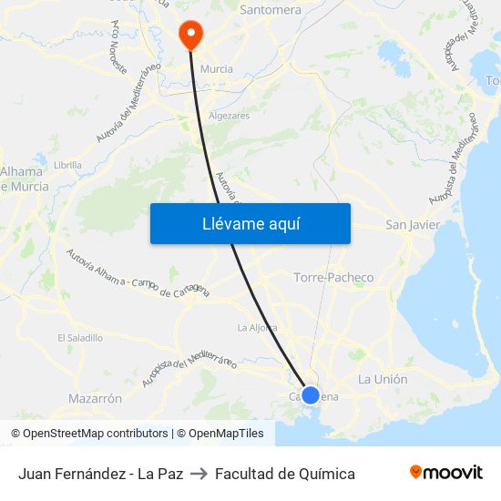 Juan Fernández - La Paz to Facultad de Química map