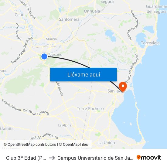 Club 3ª Edad (Par) to Campus Universitario de San Javier map