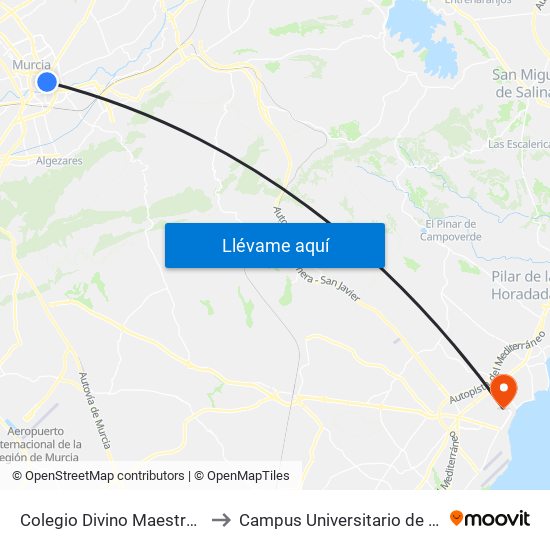 Colegio Divino Maestro (Frente) to Campus Universitario de San Javier map