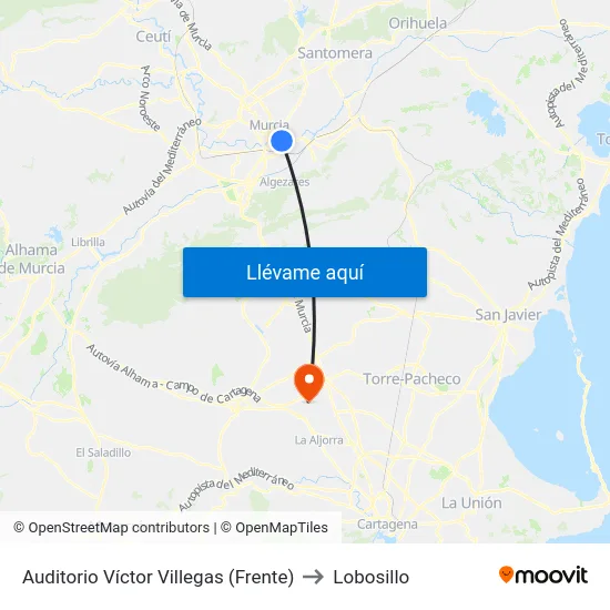Auditorio Víctor Villegas (Frente) to Lobosillo map