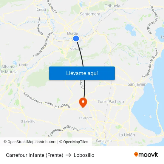 Carrefour Infante (Frente) to Lobosillo map