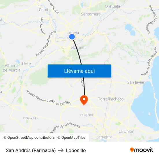 San Andrés (Farmacia) to Lobosillo map