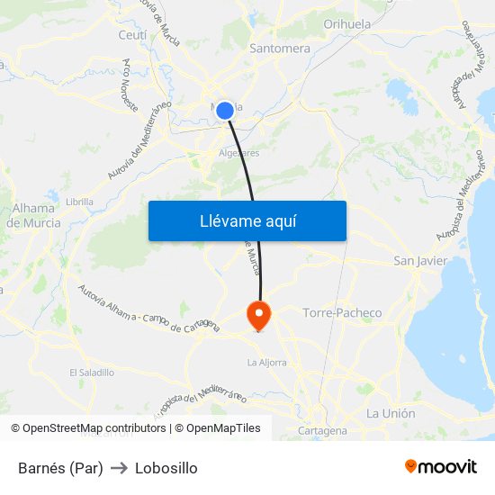 Barnés (Par) to Lobosillo map