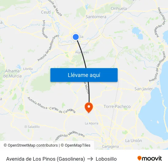 Avenida de Los Pinos (Gasolinera) to Lobosillo map