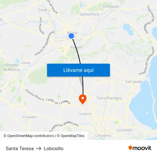 Santa Teresa to Lobosillo map