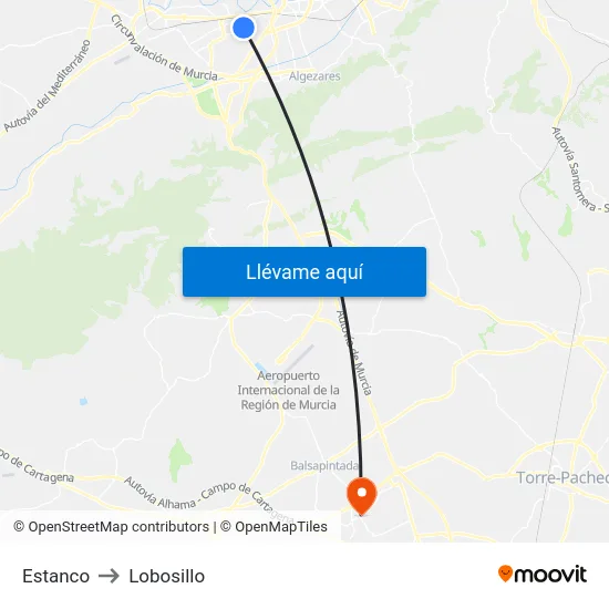 Estanco to Lobosillo map