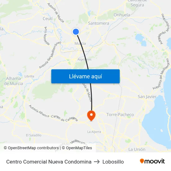 Centro Comercial Nueva Condomina to Lobosillo map