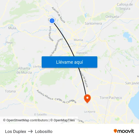 Los Duplex to Lobosillo map