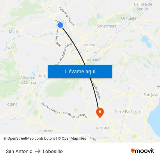 San Antonio to Lobosillo map