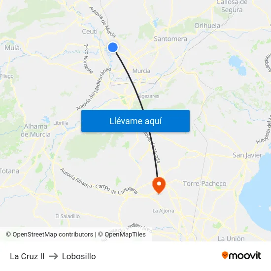 La Cruz II to Lobosillo map