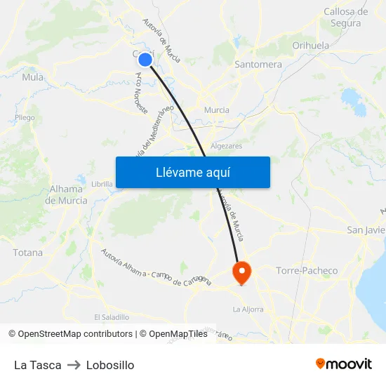 La Tasca to Lobosillo map