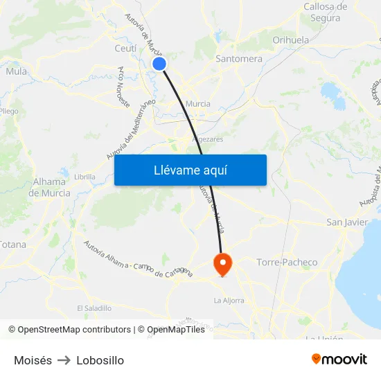 Moisés to Lobosillo map