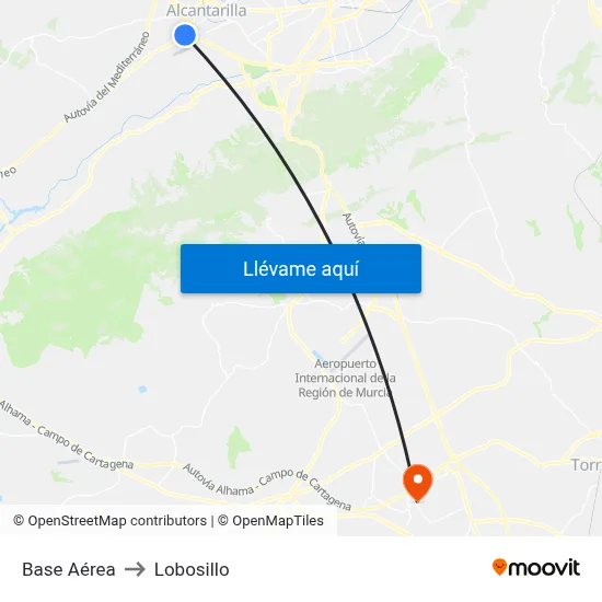 Base Aérea to Lobosillo map