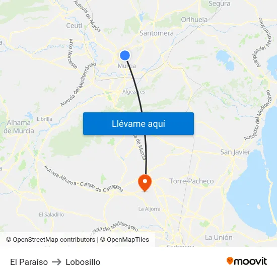 El Paraíso to Lobosillo map