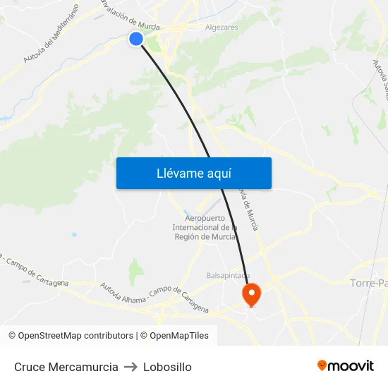 Cruce Mercamurcia to Lobosillo map