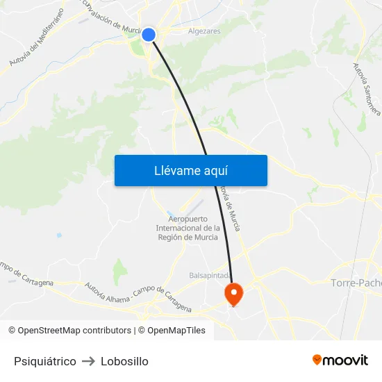 Psiquiátrico to Lobosillo map
