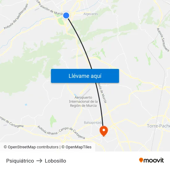 Psiquiátrico to Lobosillo map