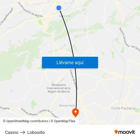Casino to Lobosillo map