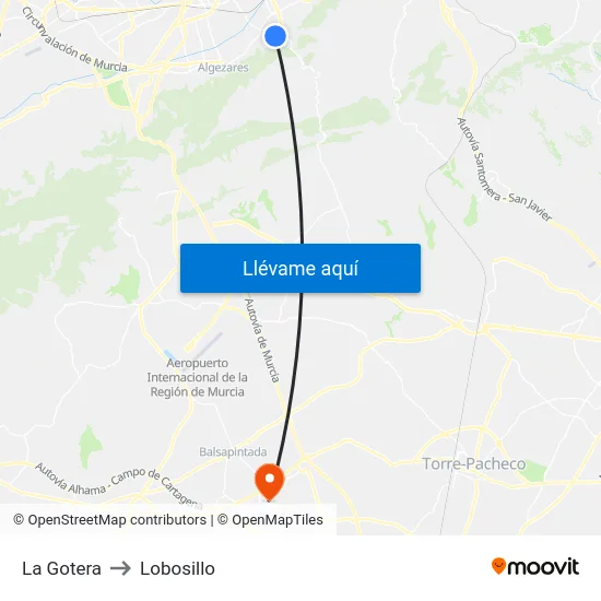 La Gotera to Lobosillo map