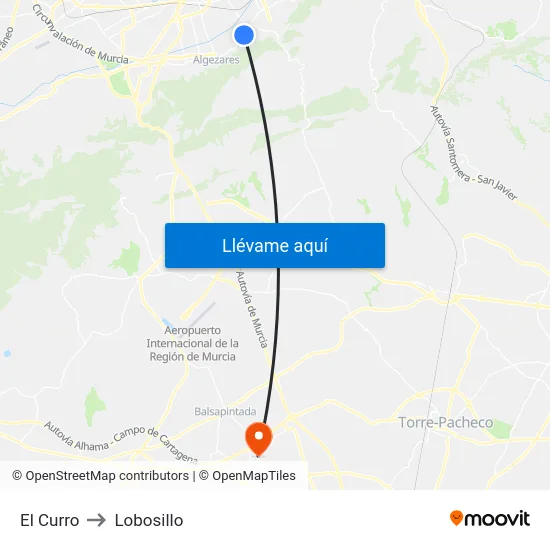 El Curro to Lobosillo map