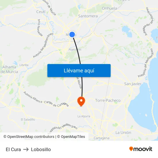 El Cura to Lobosillo map