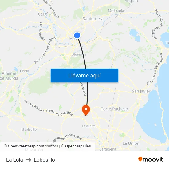 La Lola to Lobosillo map