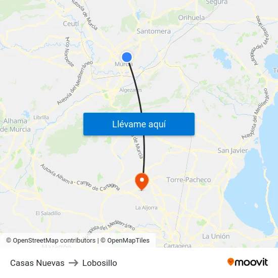 Casas Nuevas to Lobosillo map